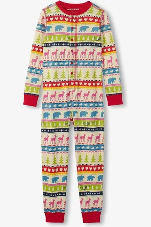 Hatley Navy Blue Fairisle Pattern 100% Cotton Adult Union Suit10 år (140cm)