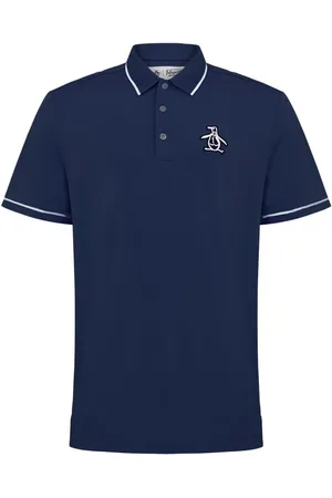 Original Penguin Oversized Blue Heritage Piped Logo Polo ShirtL