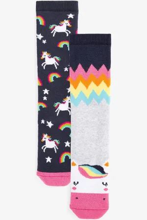 Next 2 Pakke Thermal Cotton Rich Unicorn Welly SokkerUK 4 - 7