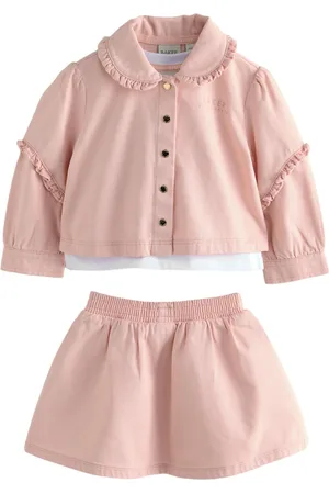 Ted Baker Pink Woven Frill 100% Cotton Jacket, T-Shirt and Cargo Skirt Set 3 Piece110116cm