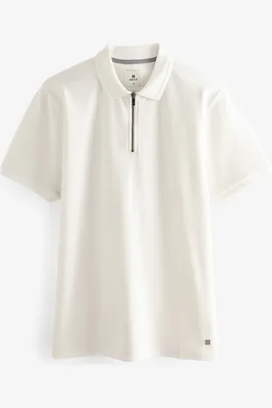 Next Short Sleeve 100% Cotton Textured Quarter Zip Polo ShirtsXXL