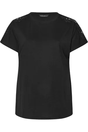 Evans Crochet Shoulder Black T-Shirt