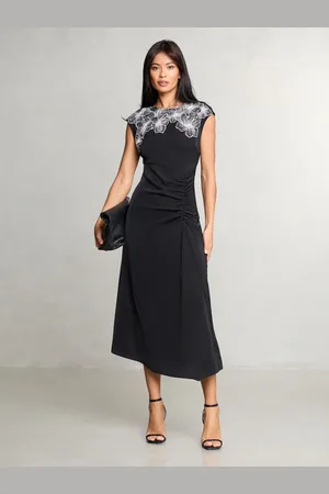 Lipsy London Ærmeløs Blomster Tryk Artwork Asymmetrical Midi Kjole38