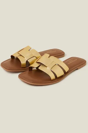 Accessorize Metallic Leather Cut-Out Slide Sandalseu42