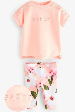 Ted Baker Peach Pink Top and Floral Leggings Set7480cm