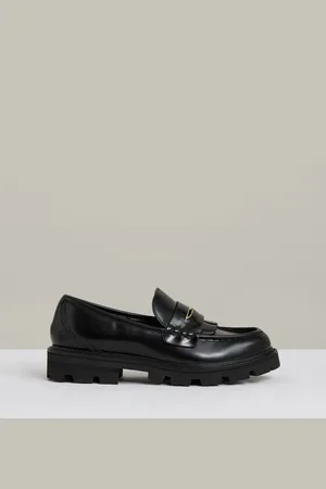 Reiss Lianna Læder Frynsede Chunky Penny Hyttesko