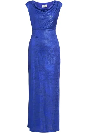 Gina Bacconi Justina Foil Tryk Draperet hals Maxikjole38