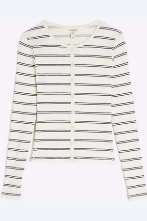 River Island 100% Cotton Ribbed Stripe Button Cardigan46
