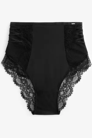 Lipsy London High Waist Shaping Lace Trim Black Knickers36
