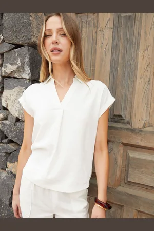 Threadbare Open Collar Linen Blend Blouses42