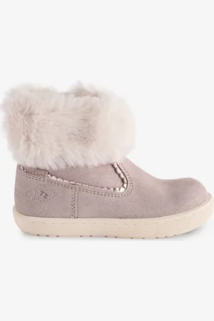 Toezone Girls Faith Suede Leather Faux Fur Zip Boots