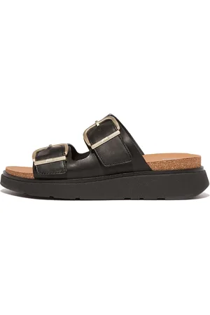 FitFlop Gen-FF Buckle Two-Bar Leather Black Slideseu37