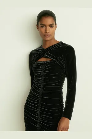 Reiss Sia Velvet Ruched Twist-Front Midi Dress32
