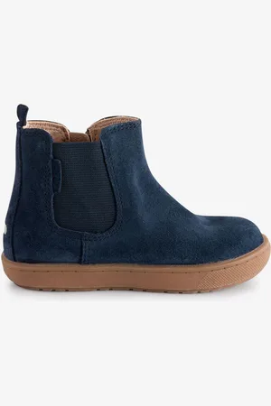Toezone Sam Boys Navy Suede Leather Gusset and Zip Boots