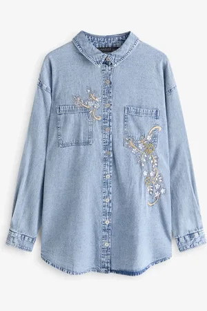 Evans Denim 100% Bomuld Skjorter Med Udsmykning44