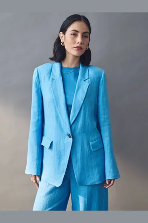 MARELLA Emme Marella Blue 100% Linen Orata Jacket