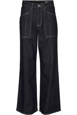 VERO MODA Wide Leg Dark Denim Jeans With Stitch Detail Pockets28 R