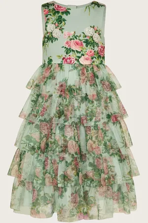 Monsoon Flora Rose Tryk Tiered Tulle Kjole12 - 13 år (152 - 158cm)