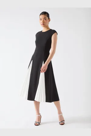 LK Bennett Rise Viscose Blend Pleated Insert Skirt Dress46