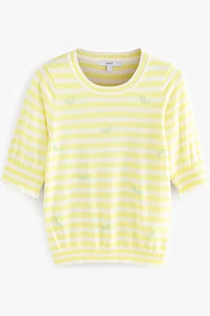 Next Kortærmet Rund hals T-shirt med flæsekantdetaljerS Reg