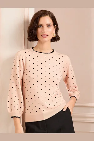 Love & Roses Spot Scallop Neck Fine Gauge Jumper44