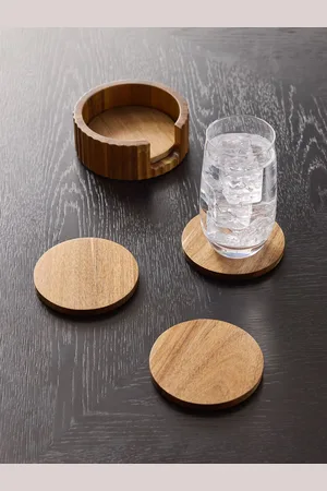 Next Set of 4 Wooden Coasters and HolderEn