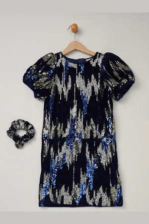 MISS Sequin Shift Dress and Matching Scrunchie Outfit Set7 - 8 år (122 - 128cm)