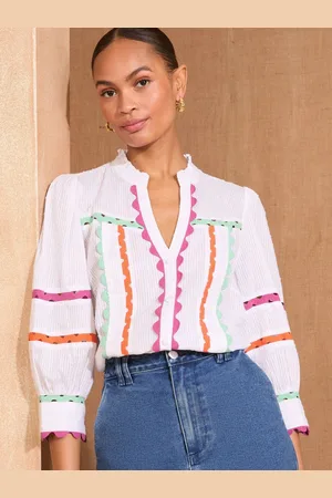 Love & Roses Ric Rac 3/4 Sleeve 100% Cotton Blouse40