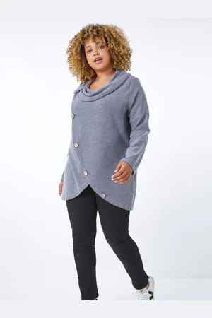 Roman Curve Draperet hals Button Wrap Top46
