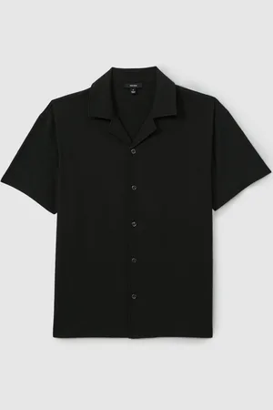 Reiss Hunt Textured Crepe Cuban Collar ShirtXS