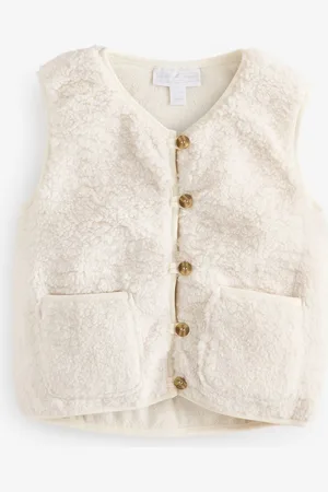The White Company Recycled Borg White Gilet104110cm
