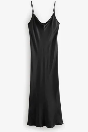 Next Satin Draperet hals Strappy Slips Back Midi Underkjole36