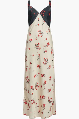 French Connection Cream Floramour Ennis Satin Kjole34