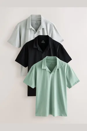 Next Short Sleeve Cuban Collar Polo Shirts 3 Packlarge