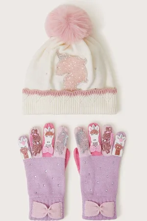 Monsoon Sparkly Unicorn Winter Beanie Hat and Gloves Set10 - 13 år (140 - 158cm)