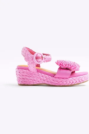 River Island Girls Raffia Pom Wedgesuk13eu32