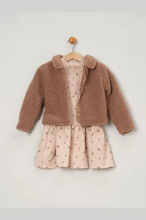 MISS Piger Faux Fur Jakke, Kjole Og Strømpebukser Outfit Sæt1.5 - 2 år (86 - 92cm)