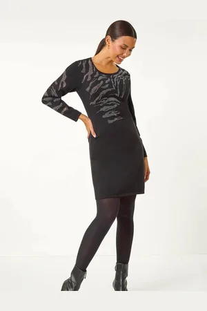 Roman Animal Print Embellished Hotfix Shift Dress44