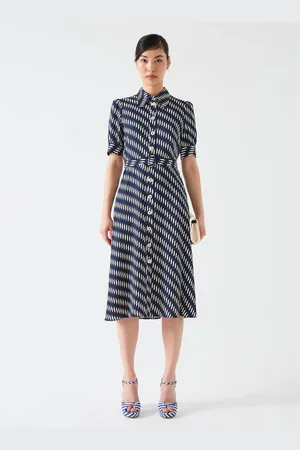 LK Bennett Valerie Spring Viscose Printed Viscose Shirt Dress With Belt42