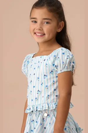 Angel & Rocket Pia Print 100% Cotton Shirred Blouses10 år (140cm)