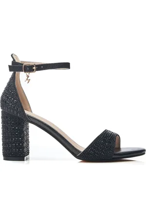 Moda In Pelle Rubiana Block Heel Open Toe Black Sandals