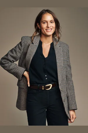 Laura Ashley Dogtooth Uld Ternet Blazer38