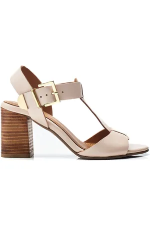 Moda In Pelle Natural Molliey T-Bar Stacked Block Sandals