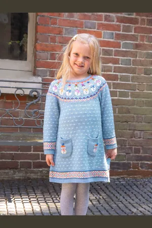 JoJo Maman Bébé Snowman Fairisle-mønster Strikket Kjole1.5 - 2 år (86 - 92cm)