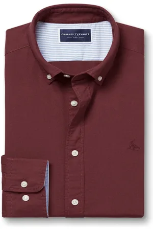 Charles Tyrwhitt Plain Slim Fit Button Down Stretch Washed Oxford 100% Cotton ShirtXL