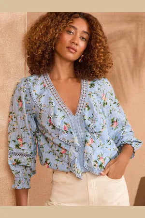 Love & Roses Texture Ruffle Detail 3/4 Sleeve Blouse36