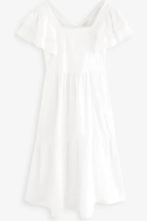 Laura Ashley Ruffle Sleeve 100% Cotton Dress with Lace Trims44