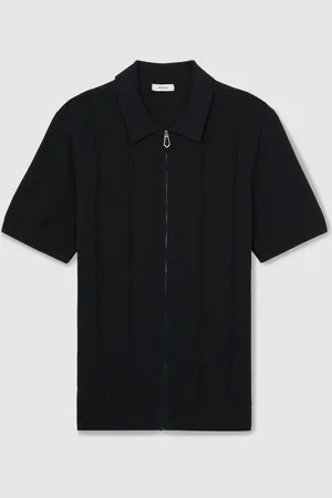 Reiss Tay Pointelle Knit Zip Through SkjorterMiddel