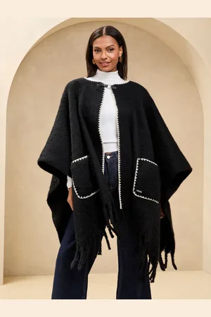 Lipsy London Cosy Whipstitch Fringe Capeen