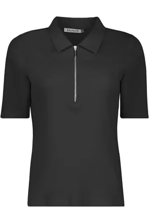 Baukjen Ivy 100% Cotton Rib Zip Black Collar T-Shirts40